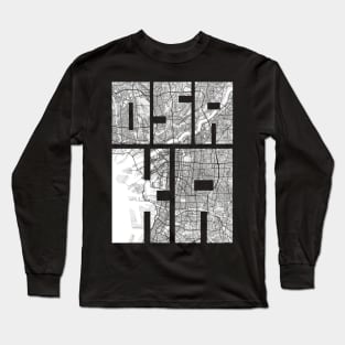 Osaka, Japan City Map Typography - Light Long Sleeve T-Shirt